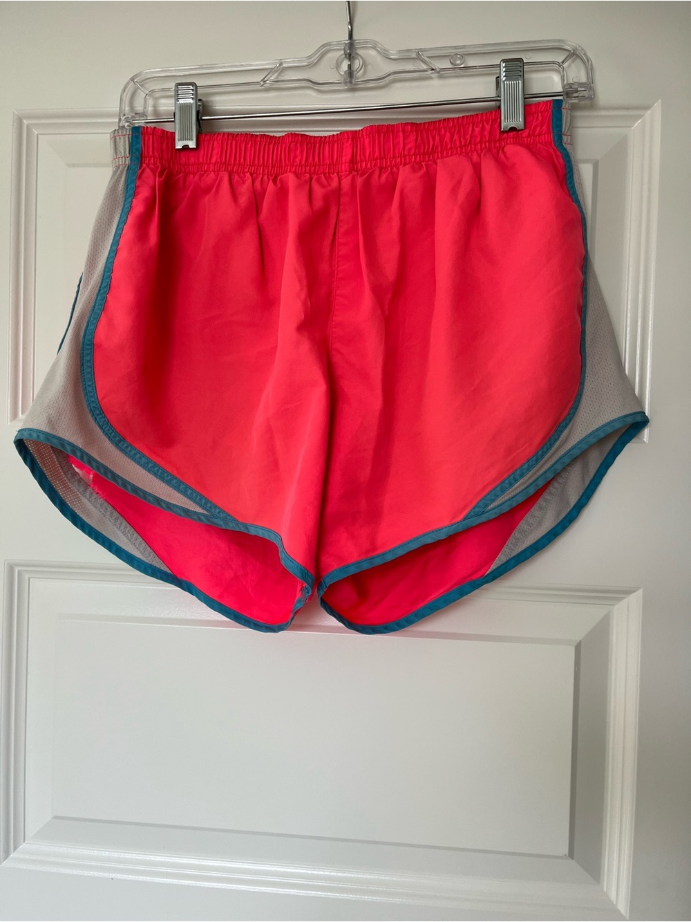 Women’s Bright Pink and Blue Retro Lined Running Shorts